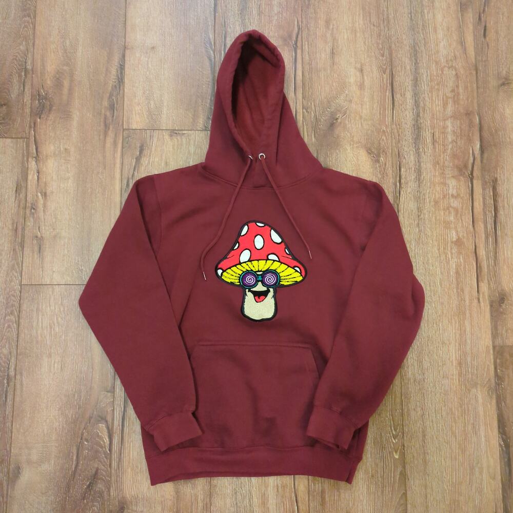 Eighty Eight Psychedelic‎ Mushroom Hippie Adult Small Hoodie Embroidered Felt